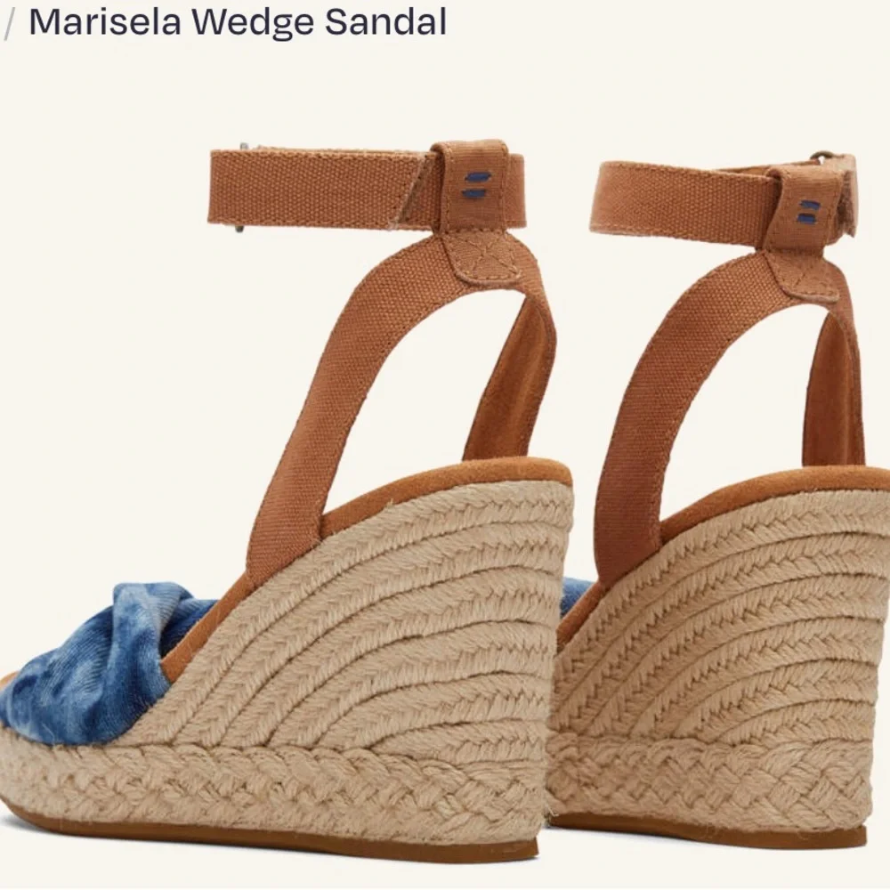 Tom’s Marisela wedge heel sandal espadrille blue NWT size 8.5